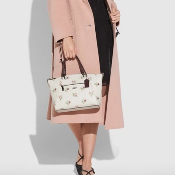 🌹🥀HTF🥀🌹NeW COACH CROSS STITCH FLORAL PRAIRIE ROSE SATCHEL HANDBAG F22829 - Picture 2 of 15